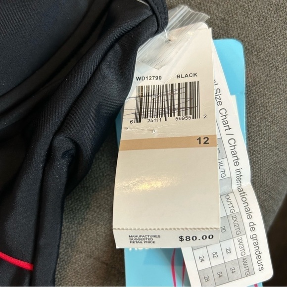 Christina Tankini Swimwear Bust Enhancer Black & Red Two Piece Swimsuit Sz. 12 - Picture 10 of 16